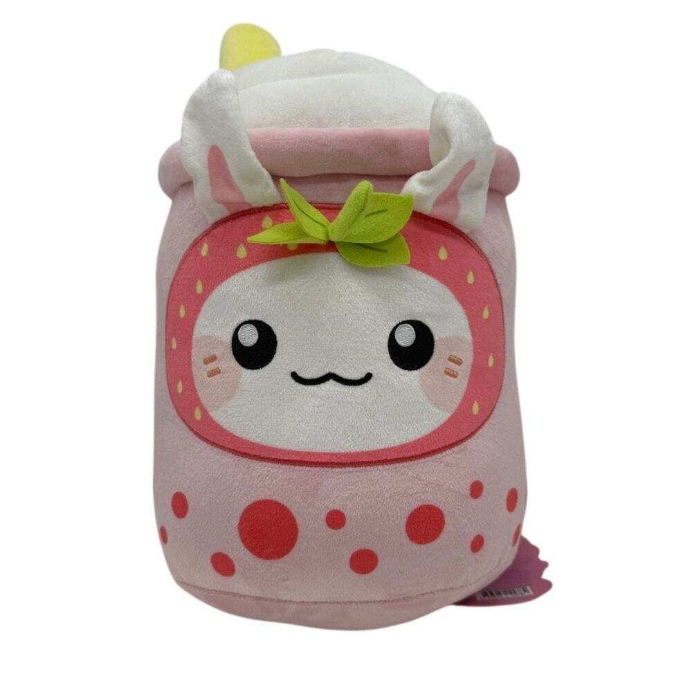 Honeymaru Strawberry Bunny Bubble Tea Plush Pink Kawaii NWT 15”